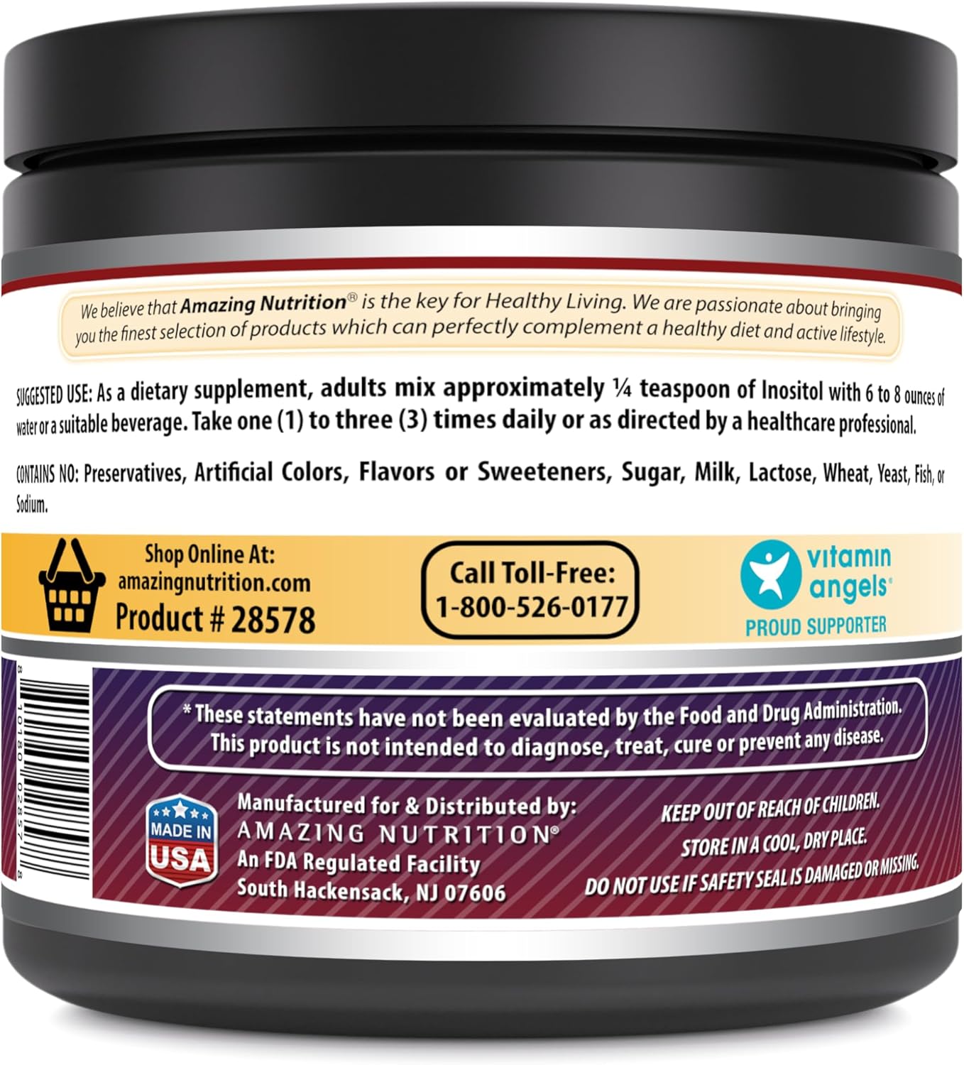 Premium 1000mg Inositol Tablets for Reproductive Health, Stress Reduction, Healthy Mood, Circulation, and Liver Function - Non-GMO and Gluten Free - 1lb Powder