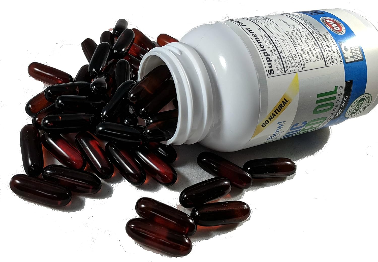 Premium 1000mg Organic Flaxseed Oil Softgels - Cold Pressed from Flax Seeds - Hair Skin & Nails Support - Omega 3-6-9 Supplement - 240 Count - 8+ Months Supply