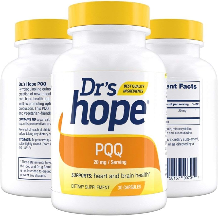 Premium 20mg PQQ Supplement for Cardiovascular & Brain Health - Gluten-Free, 30 Veg Capsules - Made in USA