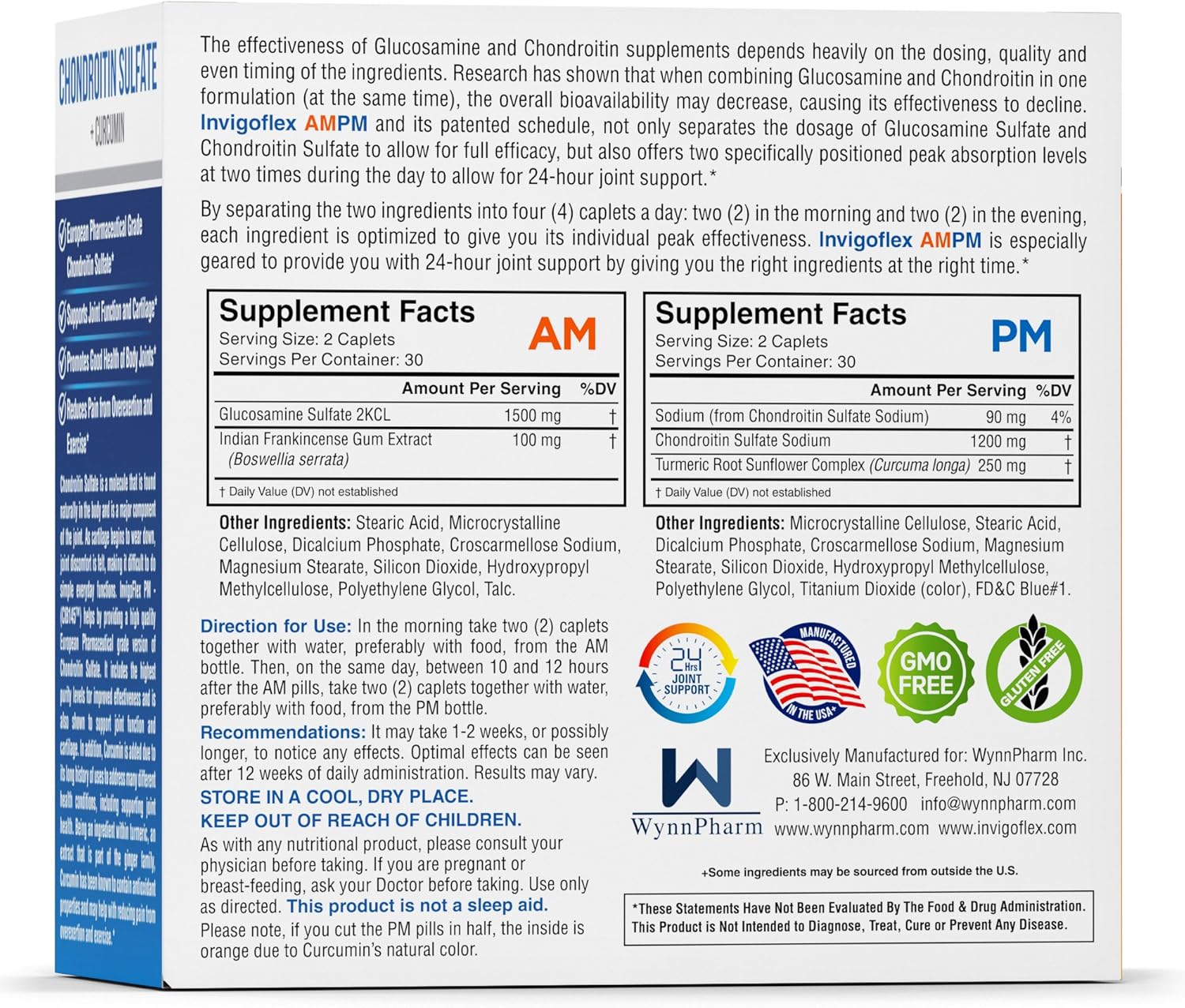 Premium 24-Hour Joint Supplement with Glucosamine, Chondroitin, Turmeric, and Boswellia Serrata - Non GMO for Knees, Hands, Back, and Hips