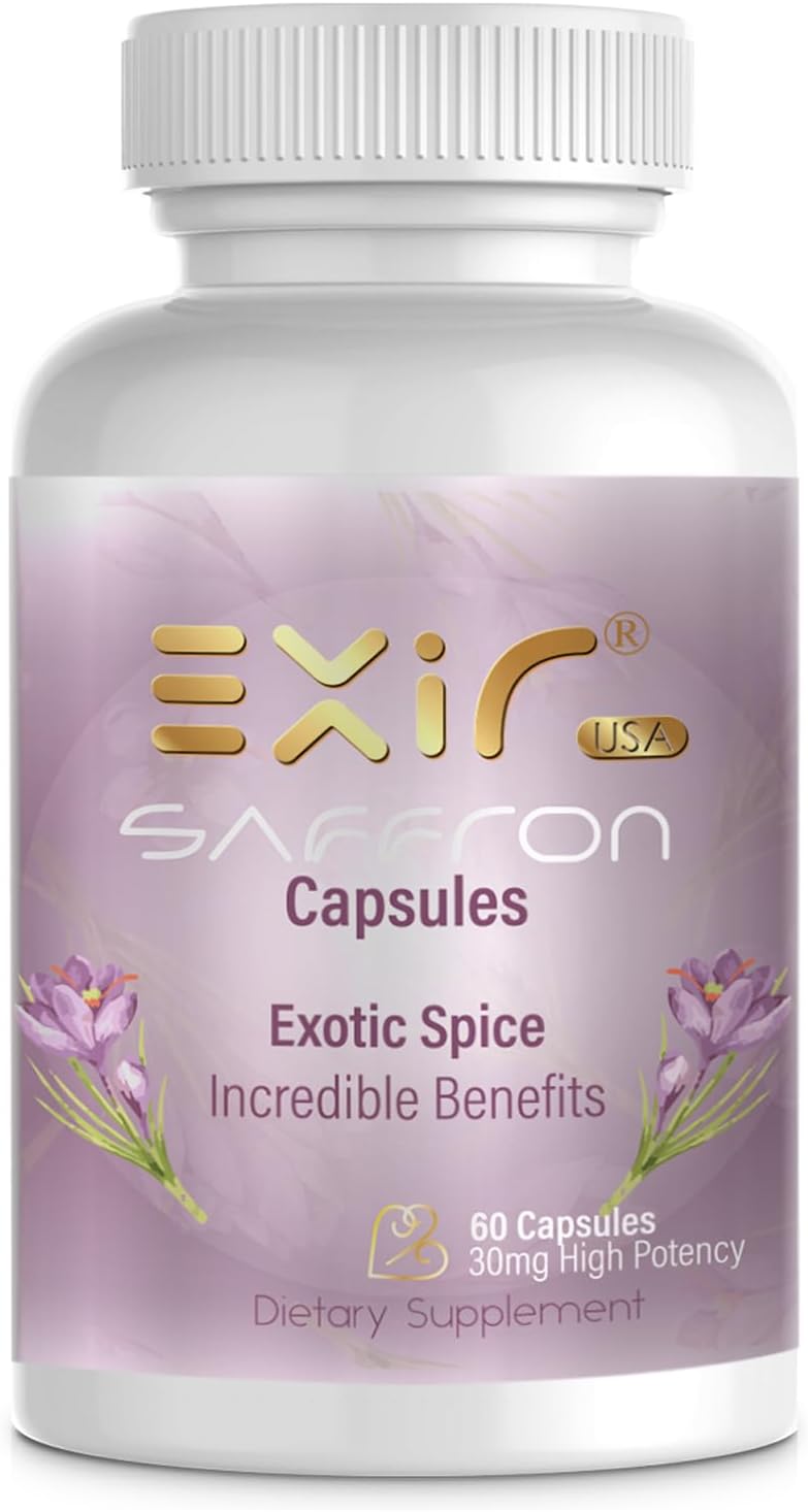Premium 30mg Saffron Supplements for Focus, Eye Health, and Mood Support - Made in USA - Non-GMO - 60 Capsules for Women & Men