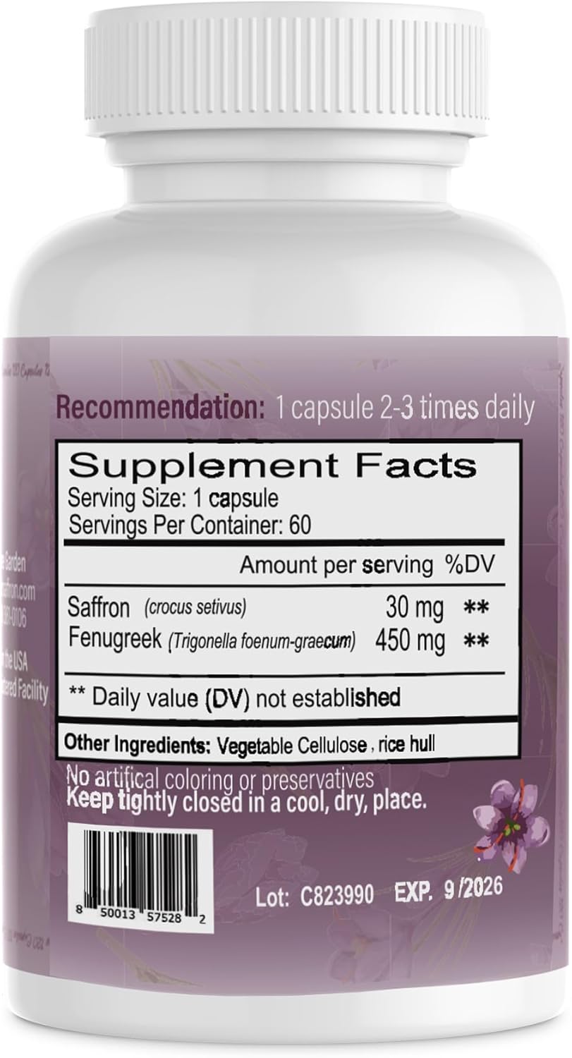 Premium 30mg Saffron Supplements for Focus, Eye Health, and Mood Support - Made in USA - Non-GMO - 60 Capsules for Women & Men