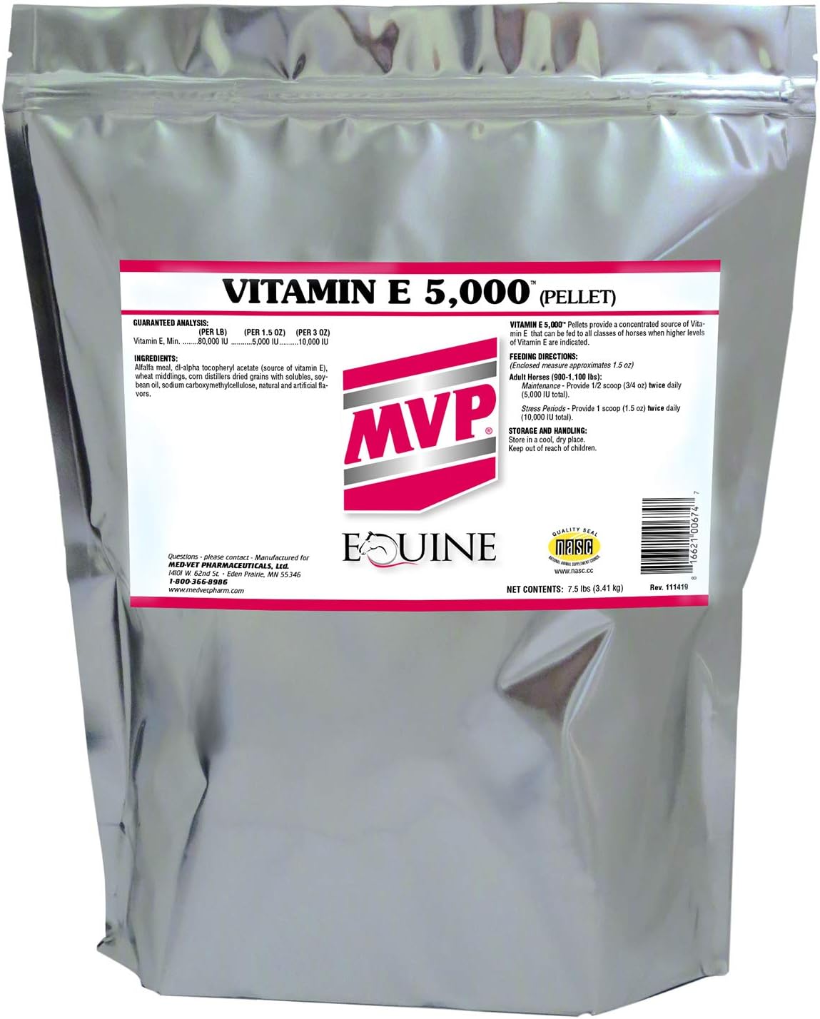 Premium 5,000 IU Vitamin E Pellets for Horses - 7.5lb Size - Antioxidant Support for Equine Health
