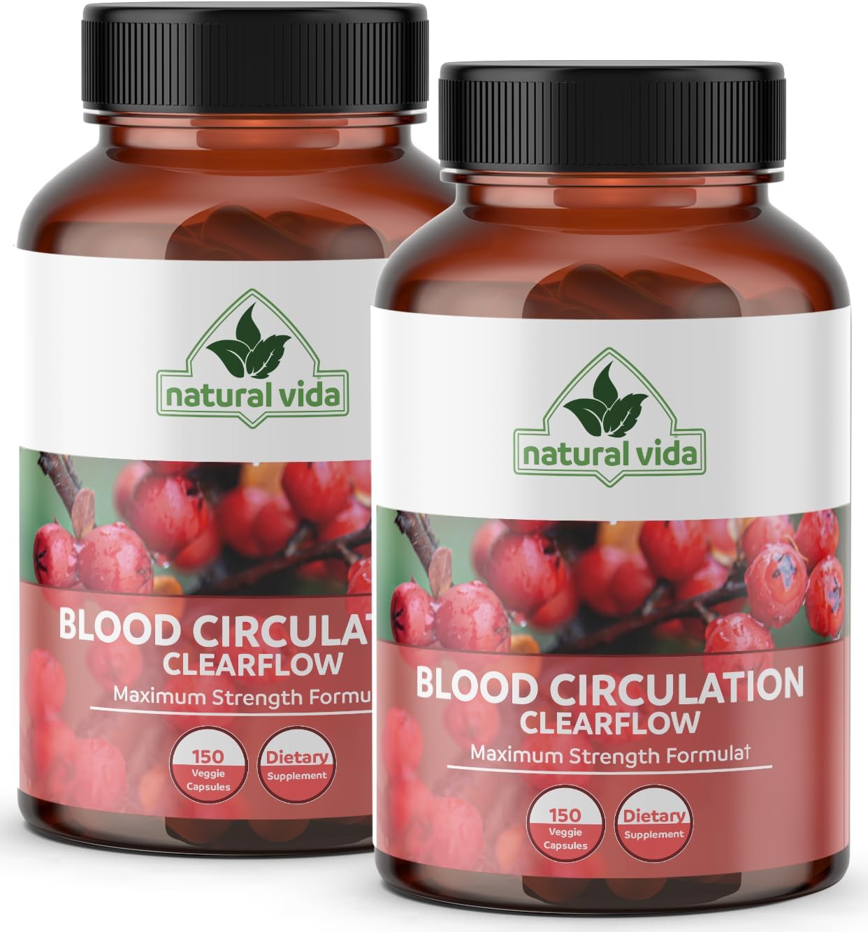 Premium 600mg Natural Vida Blood Circulation Supplement - 300 Capsules with Hawthorne, Ginger, Horse Chestnut, Butchers Broom, Cayenne, Diosmin for Improved Circulation