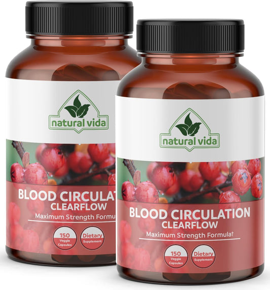 Premium 600mg Natural Vida Blood Circulation Supplement - 300 Capsules with Hawthorne, Ginger, Horse Chestnut, Butchers Broom, Cayenne, Diosmin for Improved Circulation