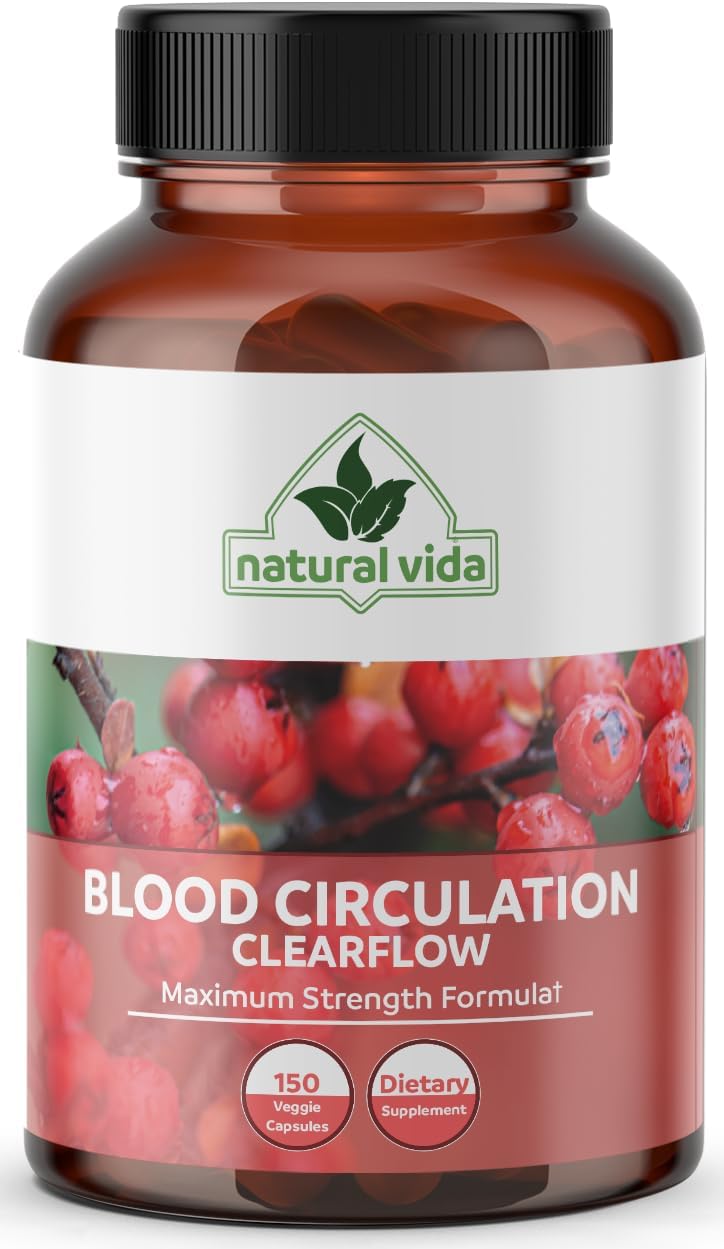 Premium 600mg Natural Vida Blood Circulation Supplement - 300 Capsules with Hawthorne, Ginger, Horse Chestnut, Butchers Broom, Cayenne, Diosmin for Improved Circulation