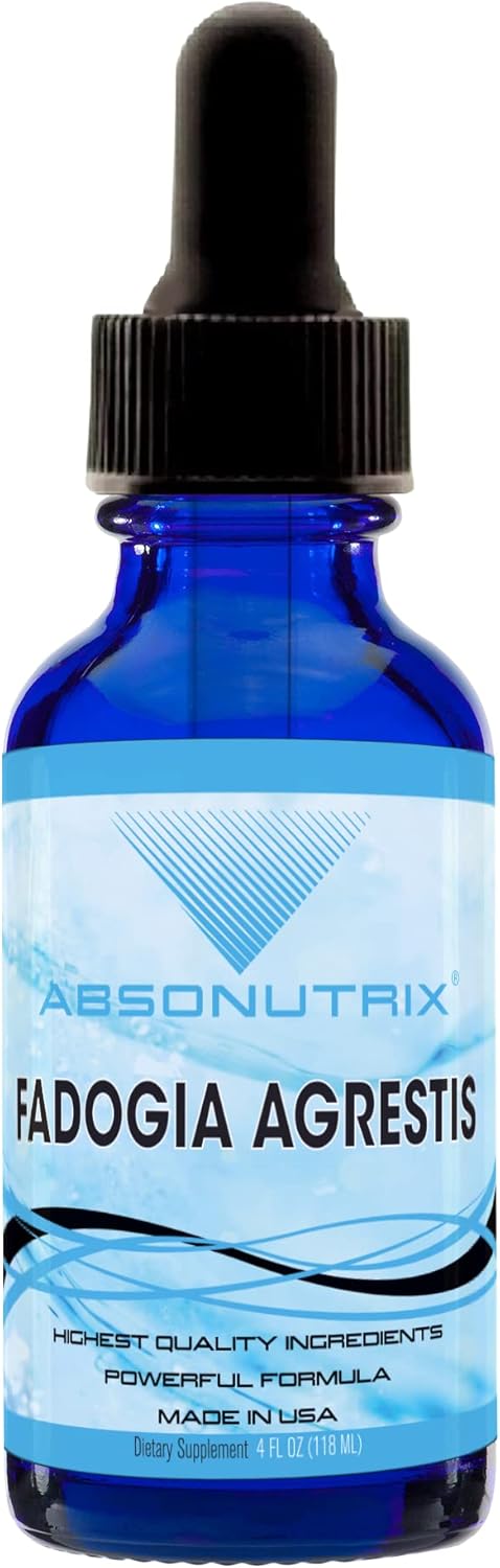 Premium Absonutrix Fadogia Agrestis Drops 590mg - 4 Oz Bottle - 200 Servings - Made in USA - Quick Absorption - Quality Ingredients - Non-GMO - GMP Certified