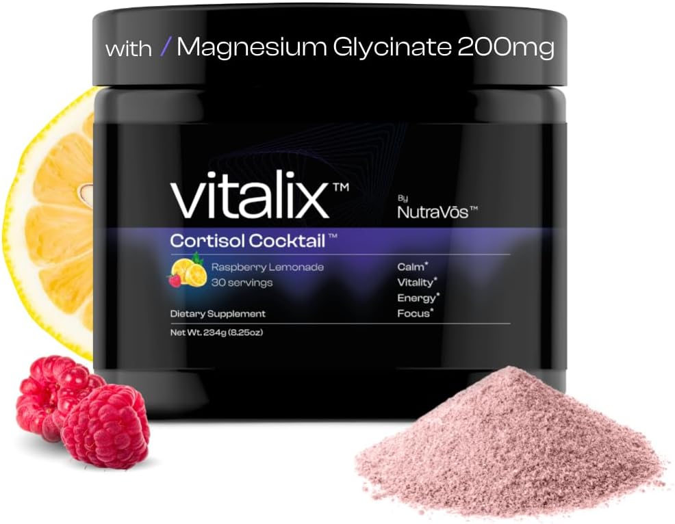 Premium Adaptogen Drink Mix for Cortisol & Stress Relief - Ashwagandha, Magnesium, L-Theanine - Raspberry Lemonade Flavor - 30 Servings