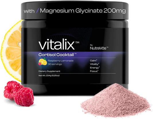 Premium Adaptogen Drink Mix for Cortisol & Stress Relief - Ashwagandha, Magnesium, L-Theanine - Raspberry Lemonade Flavor - 30 Servings