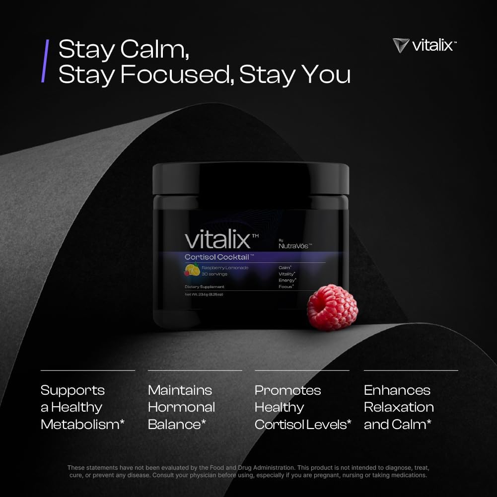 Premium Adaptogen Drink Mix for Cortisol & Stress Relief - Ashwagandha, Magnesium, L-Theanine - Raspberry Lemonade Flavor - 30 Servings