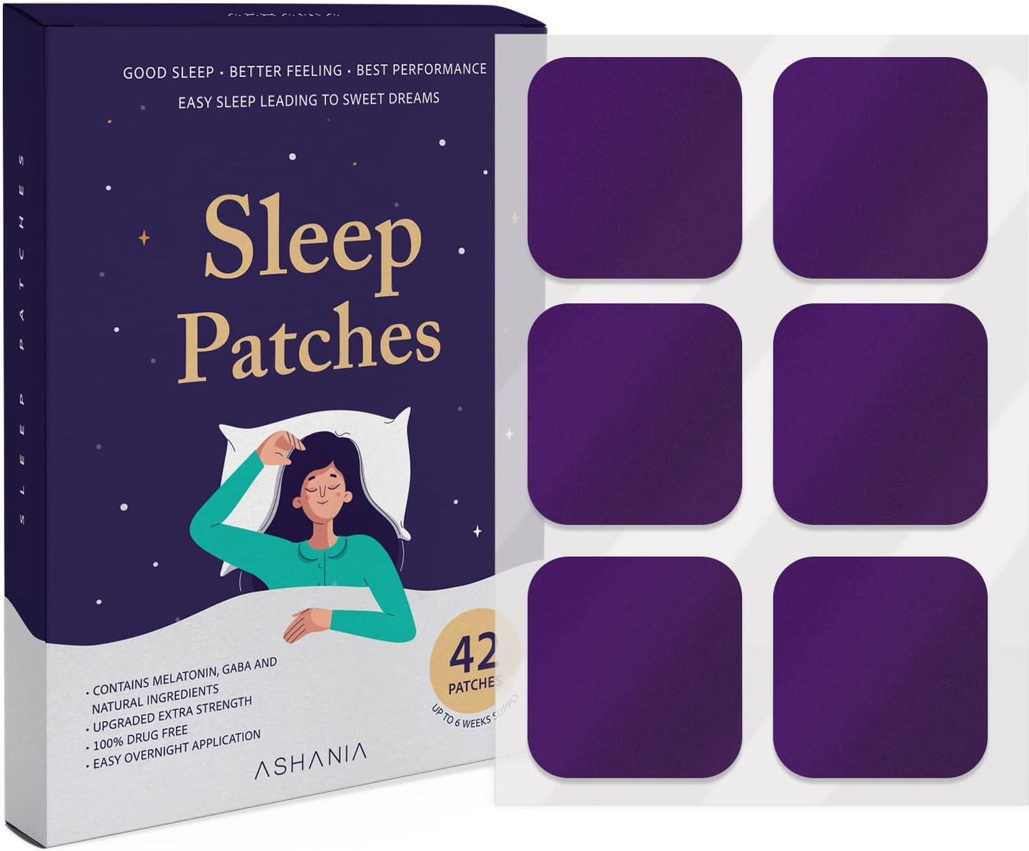 Premium Adult Sleep Patches with Upgraded Ingredients - 42 Patches for Easy & Comfortable Use