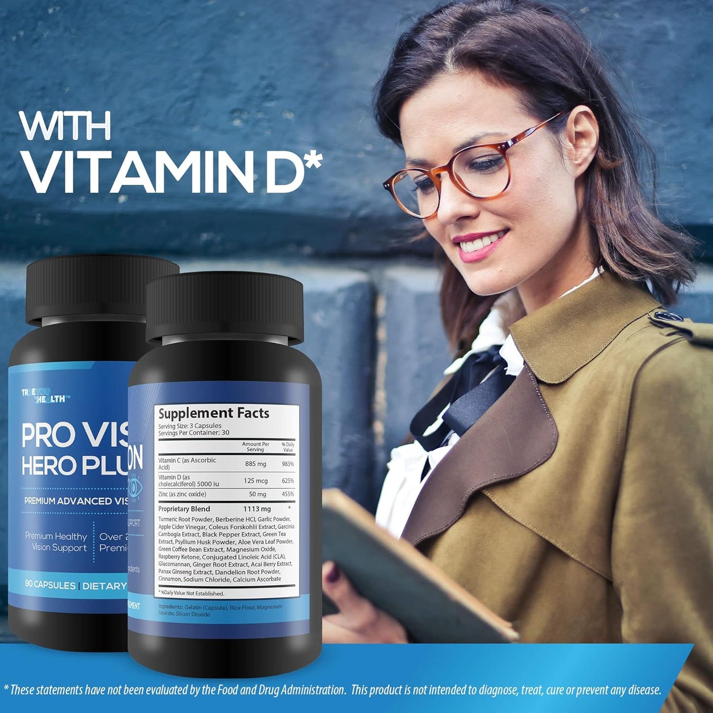 Premium Advanced Vision Support Supplement for Healthy Day & Night Vision - Reduce Eye Strain & Pressure - Promote Eye Health with Vitamins & Minerals