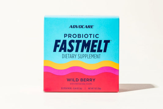 Premium AdvoCare Probiotic Fastmelt: Dietary Supplement for Gut, Immune, and Heart Health Support - Wild Berry, 30 Stick Packs
