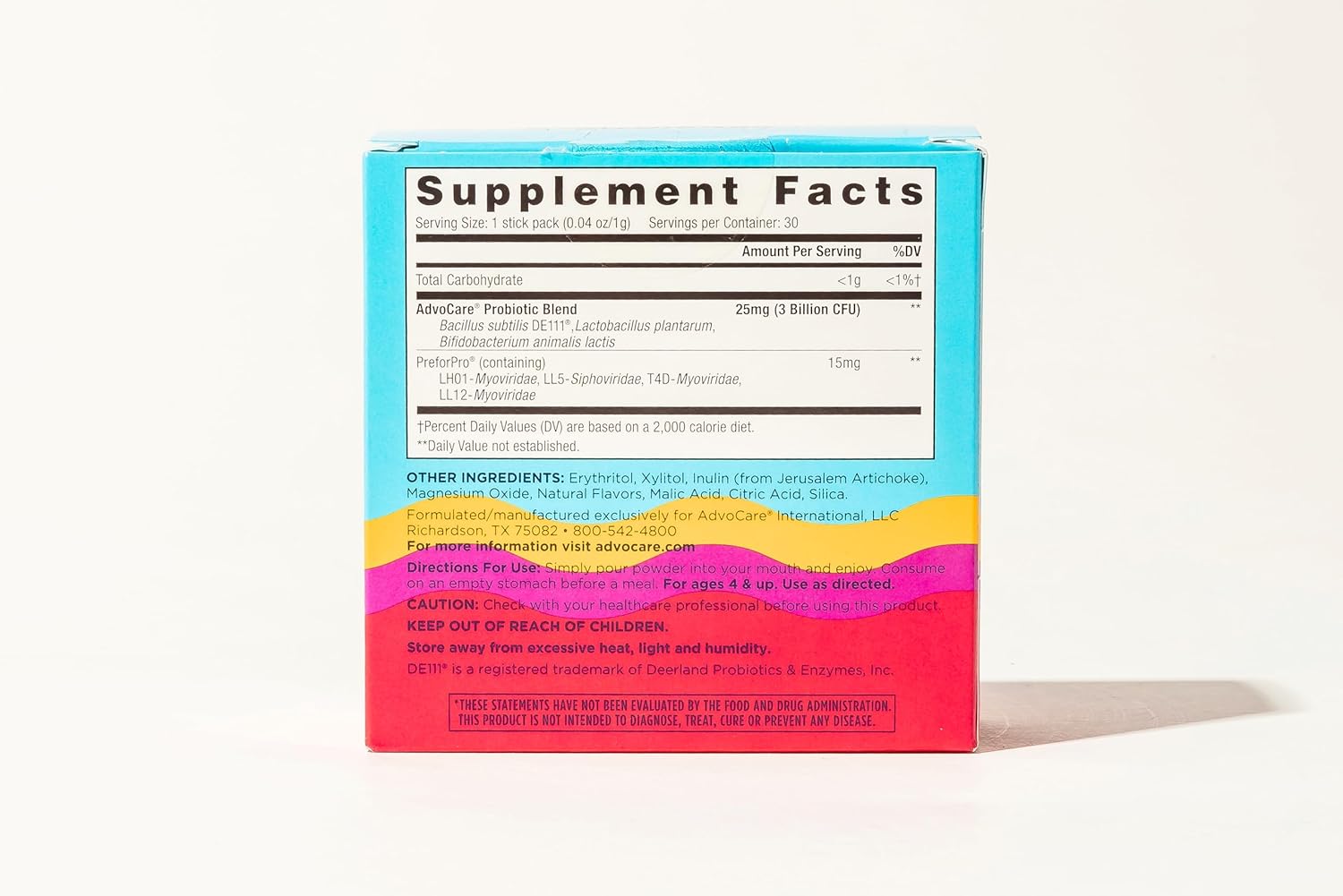 Premium AdvoCare Probiotic Fastmelt: Dietary Supplement for Gut, Immune, and Heart Health Support - Wild Berry, 30 Stick Packs