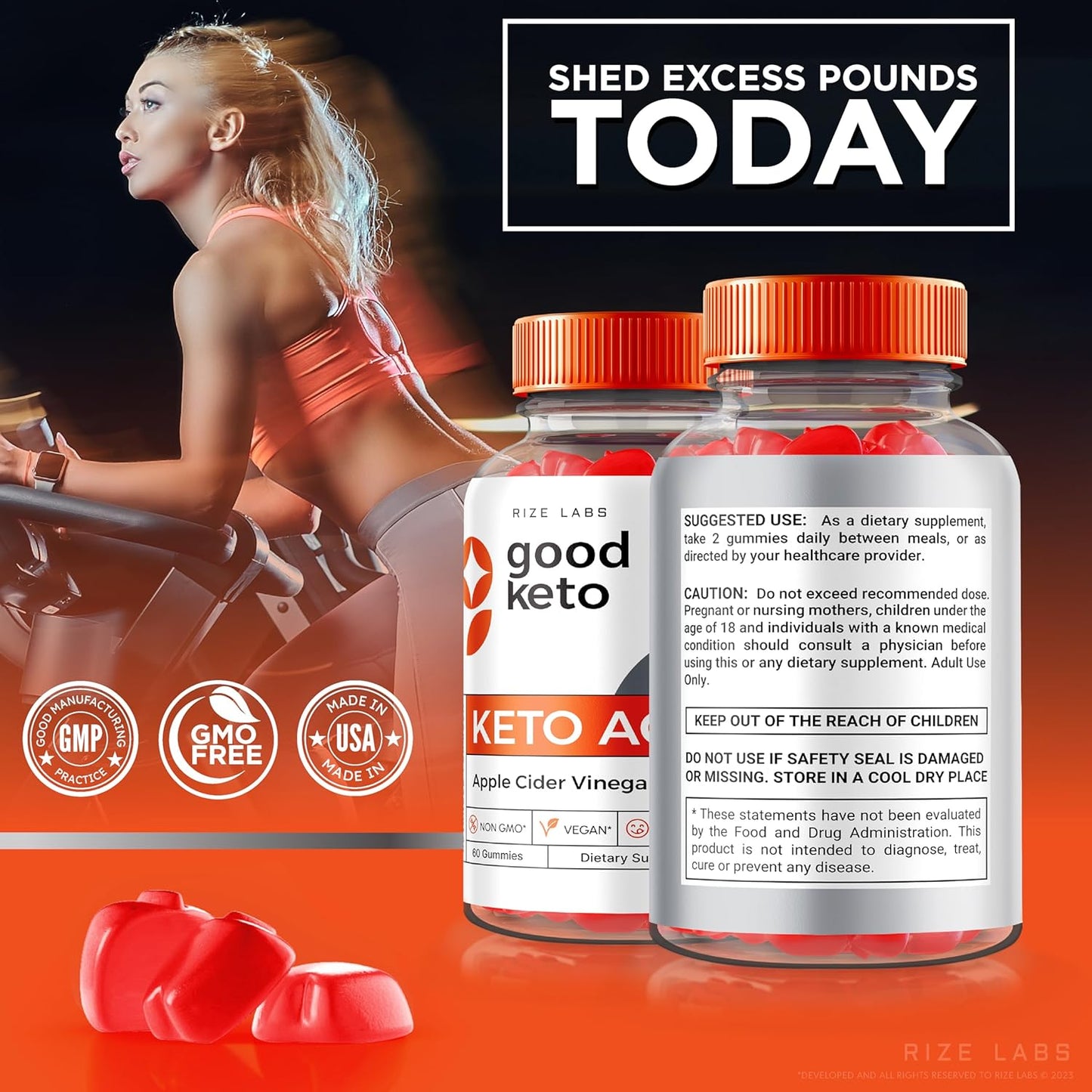 Premium All-Natural Apple Cider Vinegar Gummies for Advanced Weight Loss - 180 Gummies by Rize Labs