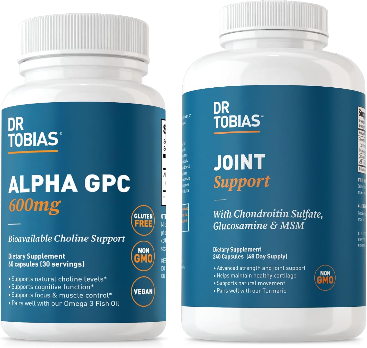 Premium Alpha GPC & Joint Support Supplement for Cognitive Function & Joint Health - Bioavailable Choline with Glucosamine, Chondroitin, MSM - Non-GMO