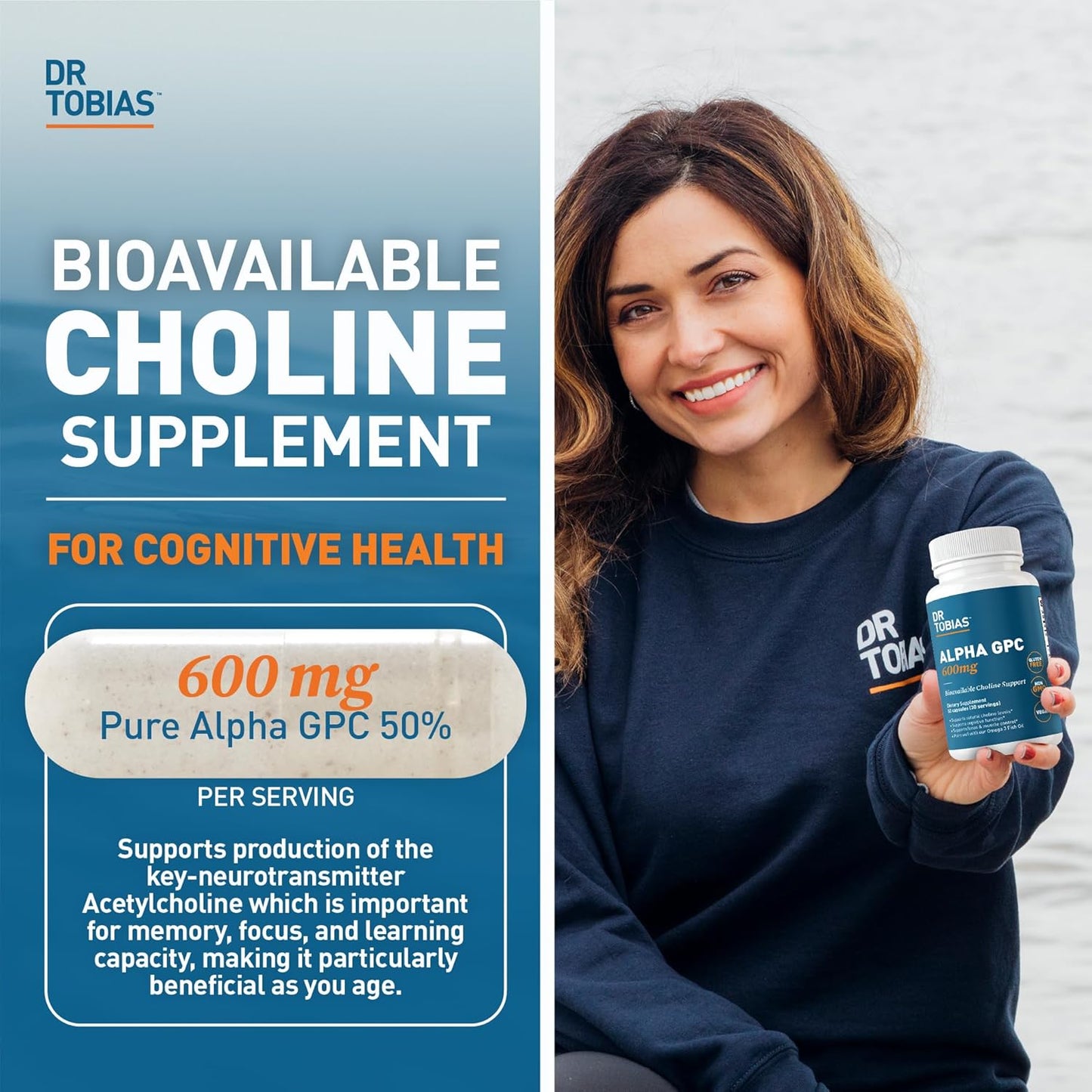 Premium Alpha GPC & Joint Support Supplement for Cognitive Function & Joint Health - Bioavailable Choline with Glucosamine, Chondroitin, MSM - Non-GMO