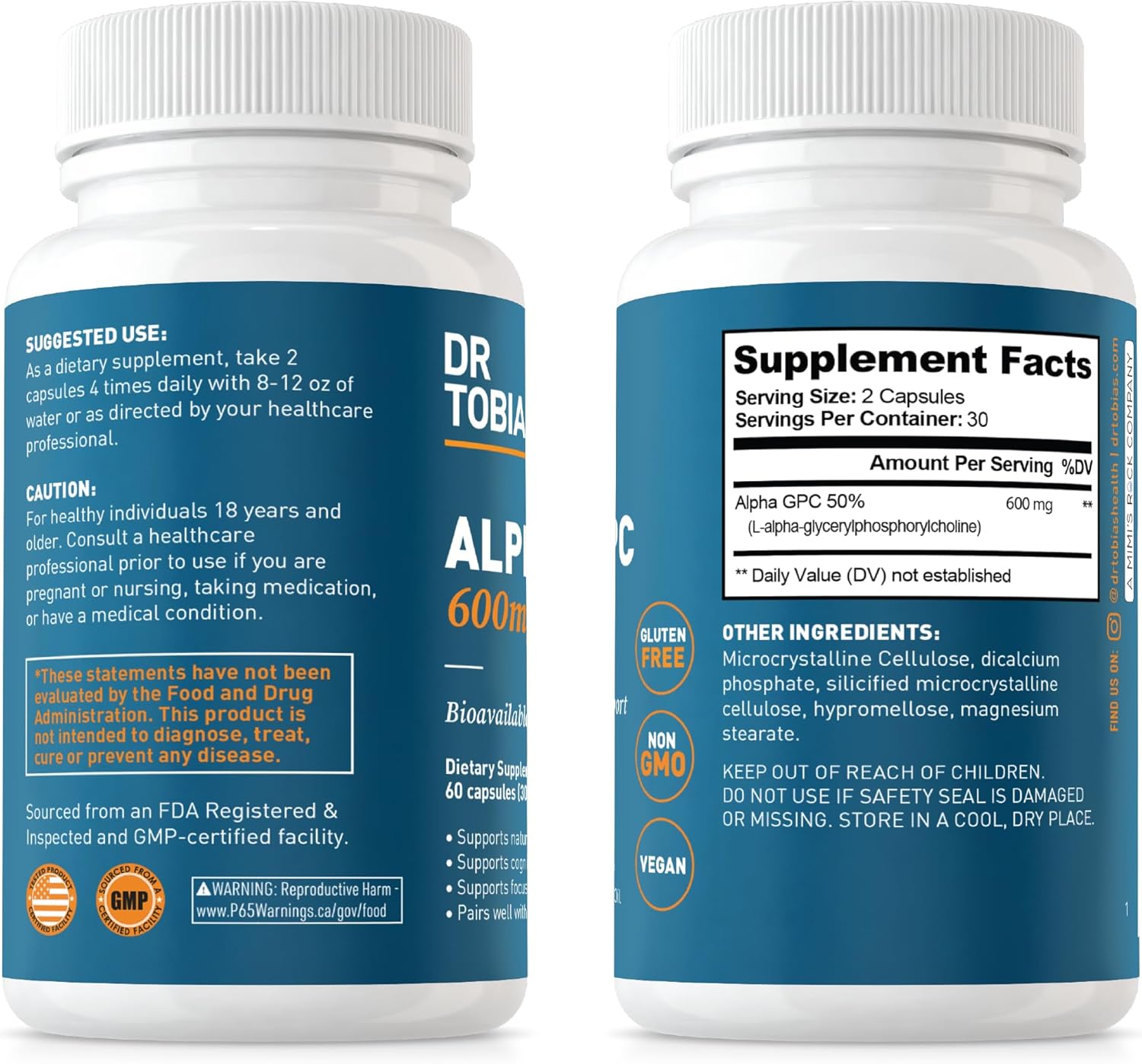 Premium Alpha GPC & Joint Support Supplement for Cognitive Function & Joint Health - Bioavailable Choline with Glucosamine, Chondroitin, MSM - Non-GMO