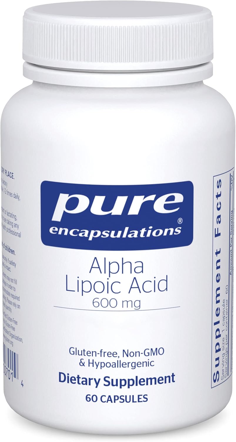 Premium Alpha Lipoic Acid 600mg Capsules - Liver, Antioxidant, Nerve, Cardio & Carb Support - Pure Encapsulations