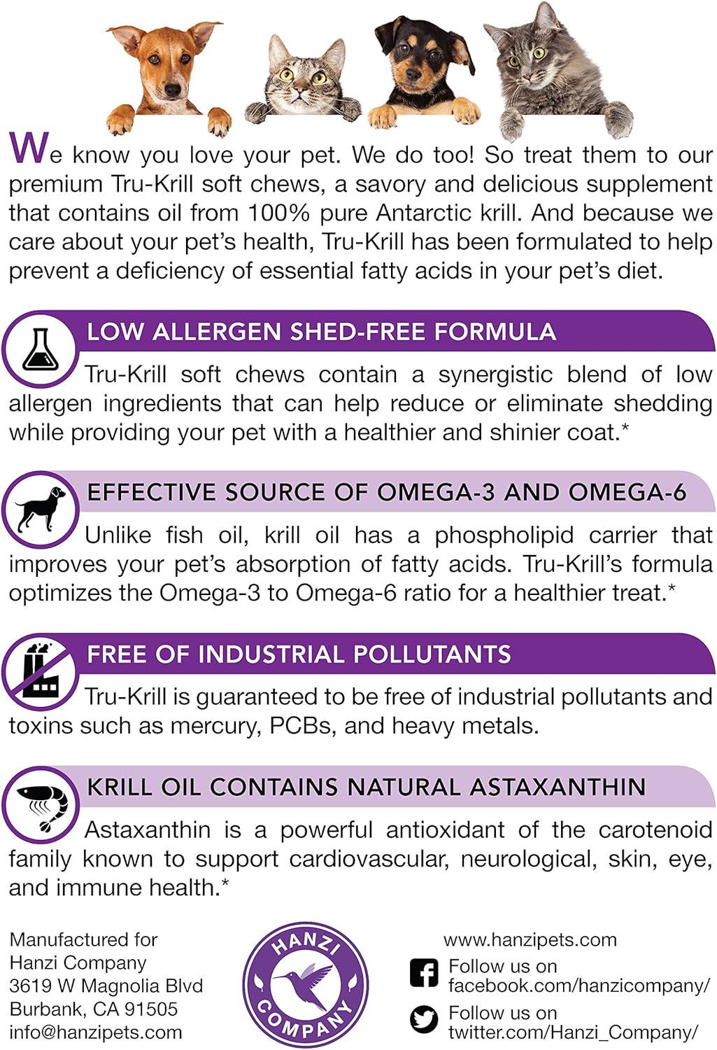 Premium Antarctic Krill Oil Soft Chews for Dogs | Omega 3, Astaxanthin, Vitamin E | Skin & Coat Support | Low Allergen & Calorie | Made in USA | 60 Chews