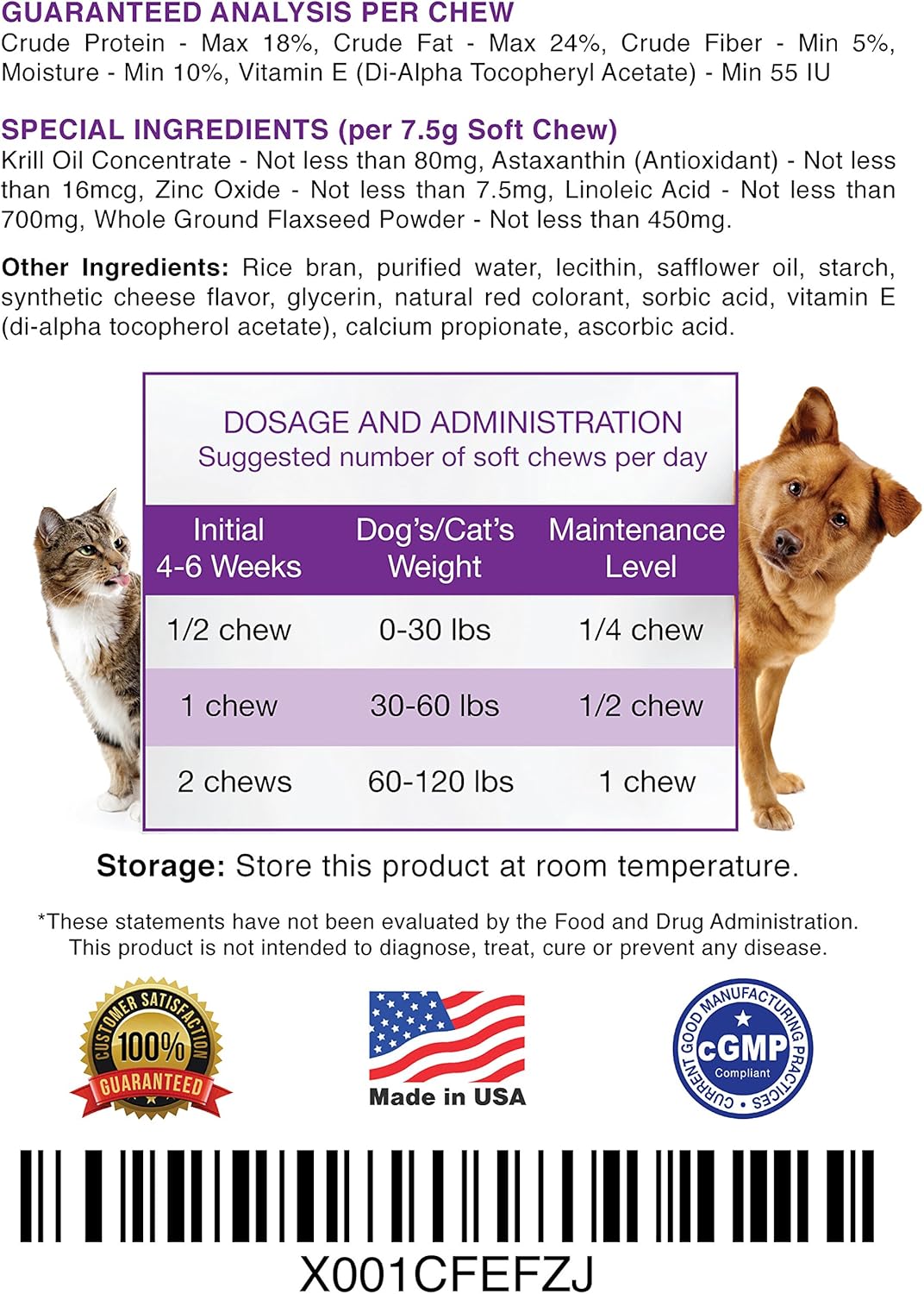 Premium Antarctic Krill Oil Soft Chews for Dogs | Omega 3, Astaxanthin, Vitamin E | Skin & Coat Support | Low Allergen & Calorie | Made in USA | 60 Chews