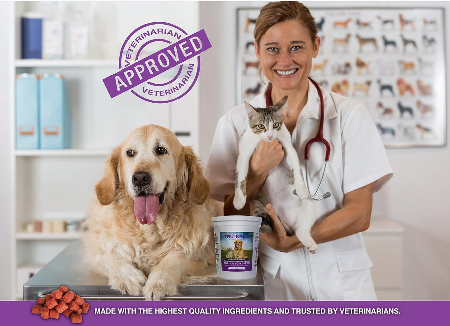 Premium Antarctic Krill Oil Soft Chews for Dogs | Omega 3, Astaxanthin, Vitamin E | Skin & Coat Support | Low Allergen & Calorie | Made in USA | 60 Chews