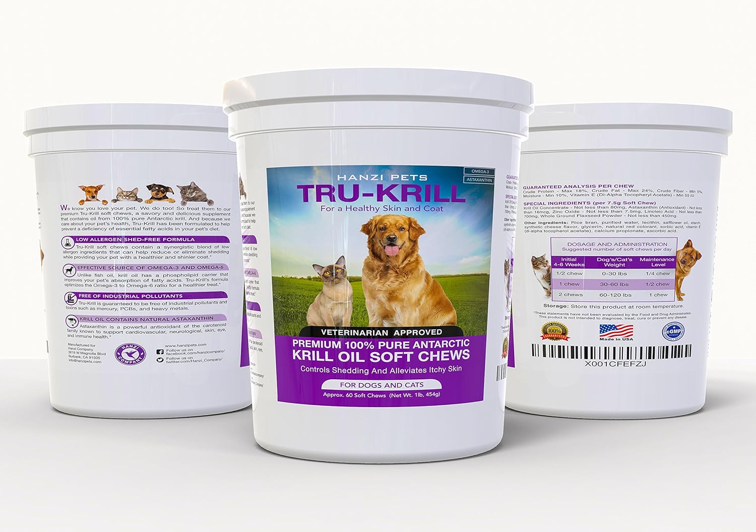 Premium Antarctic Krill Oil Soft Chews for Dogs | Omega 3, Astaxanthin, Vitamin E | Skin & Coat Support | Low Allergen & Calorie | Made in USA | 60 Chews