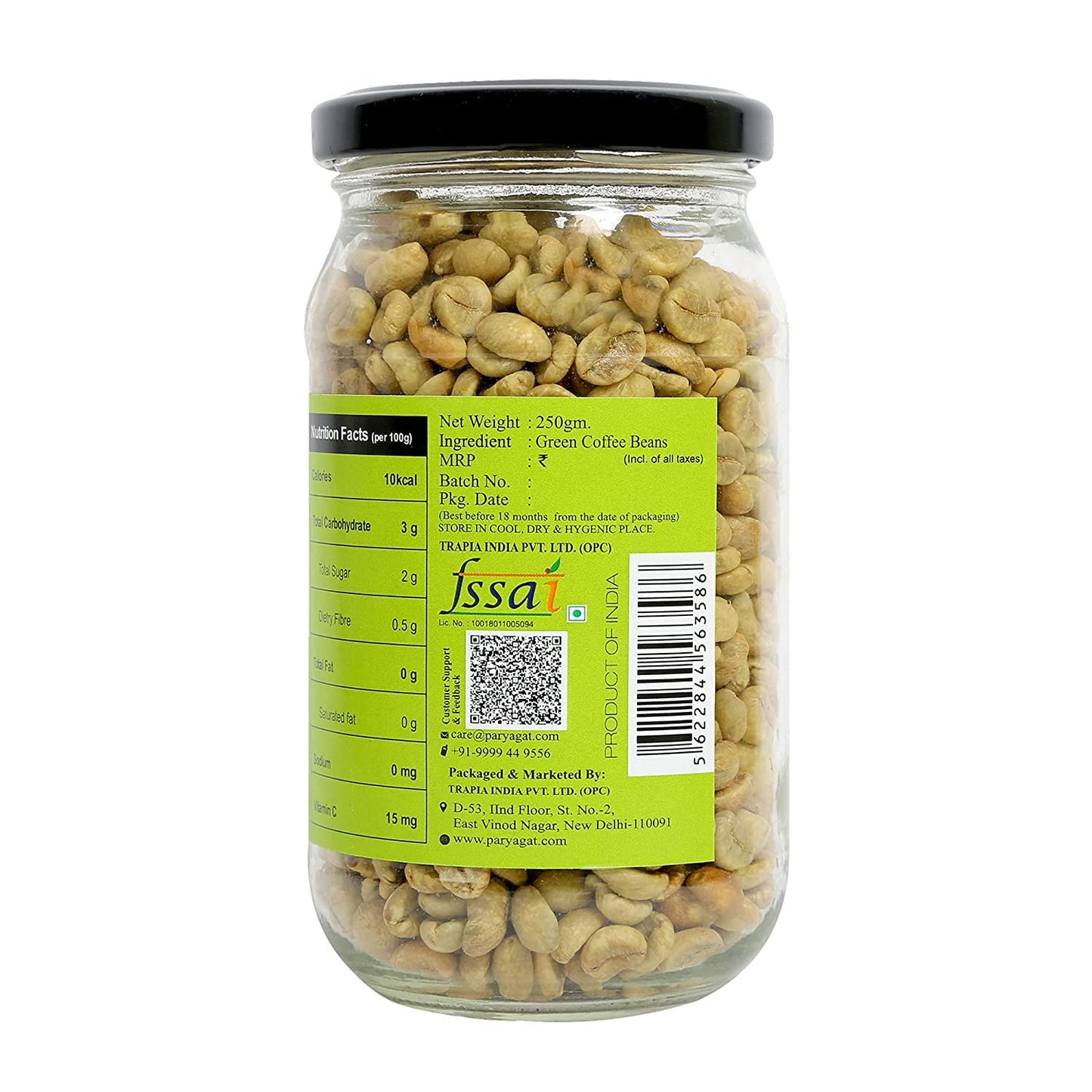 Premium Arabica Green Coffee Beans - 100% Pure & Unroasted, Fresh & Delicious, Boosts Metabolism, Builds Strength & Endurance, Ideal for Weight Loss - 250 Gm Pack