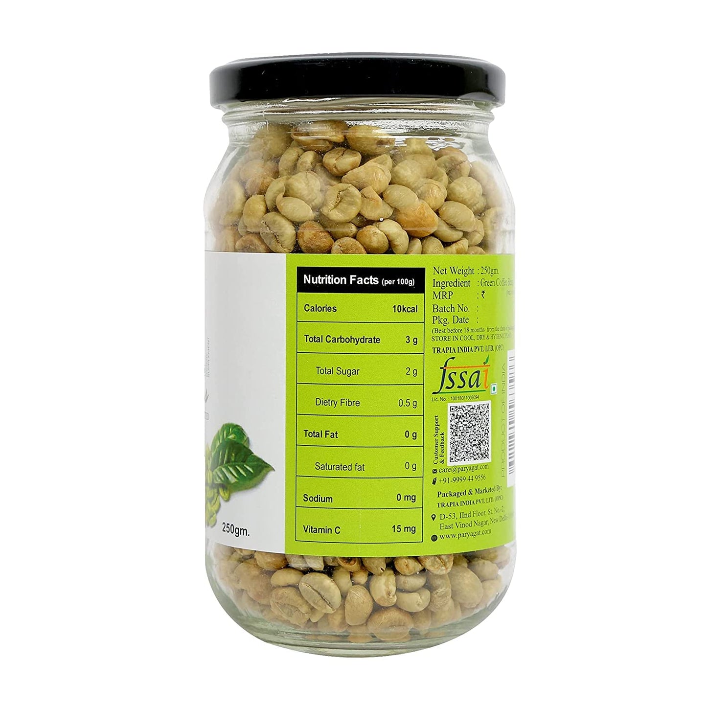 Premium Arabica Green Coffee Beans - 100% Pure & Unroasted, Fresh & Delicious, Boosts Metabolism, Builds Strength & Endurance, Ideal for Weight Loss - 250 Gm Pack