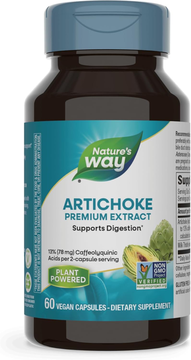 Premium Artichoke Extract Capsules for Digestive Support - Non-GMO, Vegan, Gluten-Free - 60 Count