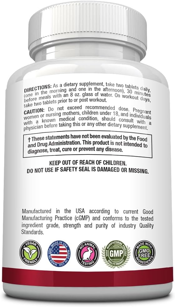 Premium BCAA Supplement for Muscle Development - 60 Tablets, 2400mg - Boost Performance with L-Leucine, L-Isoleucine, L-Valine - Non-GMO, Made in USA