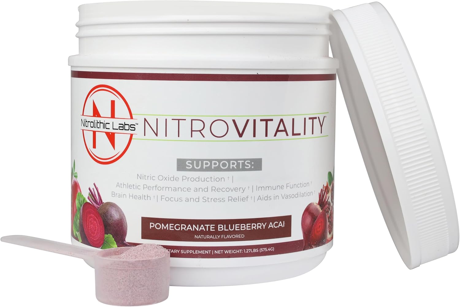Premium Beet Root Nitric Oxide Supplement Powder - 60 Servings for Men & Women by Nitrolithic Labs