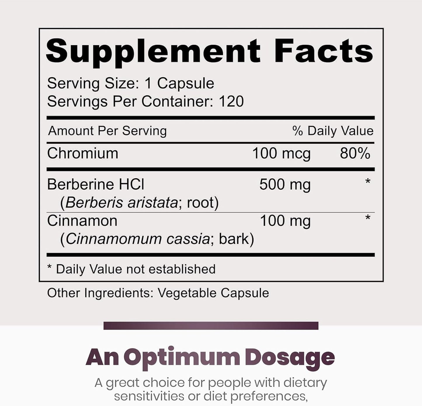 Premium Berberine HCl 500mg - 120 Capsules - Cardiovascular Gastrointestinal Immune Support - Chromium Cinnamon Supplement