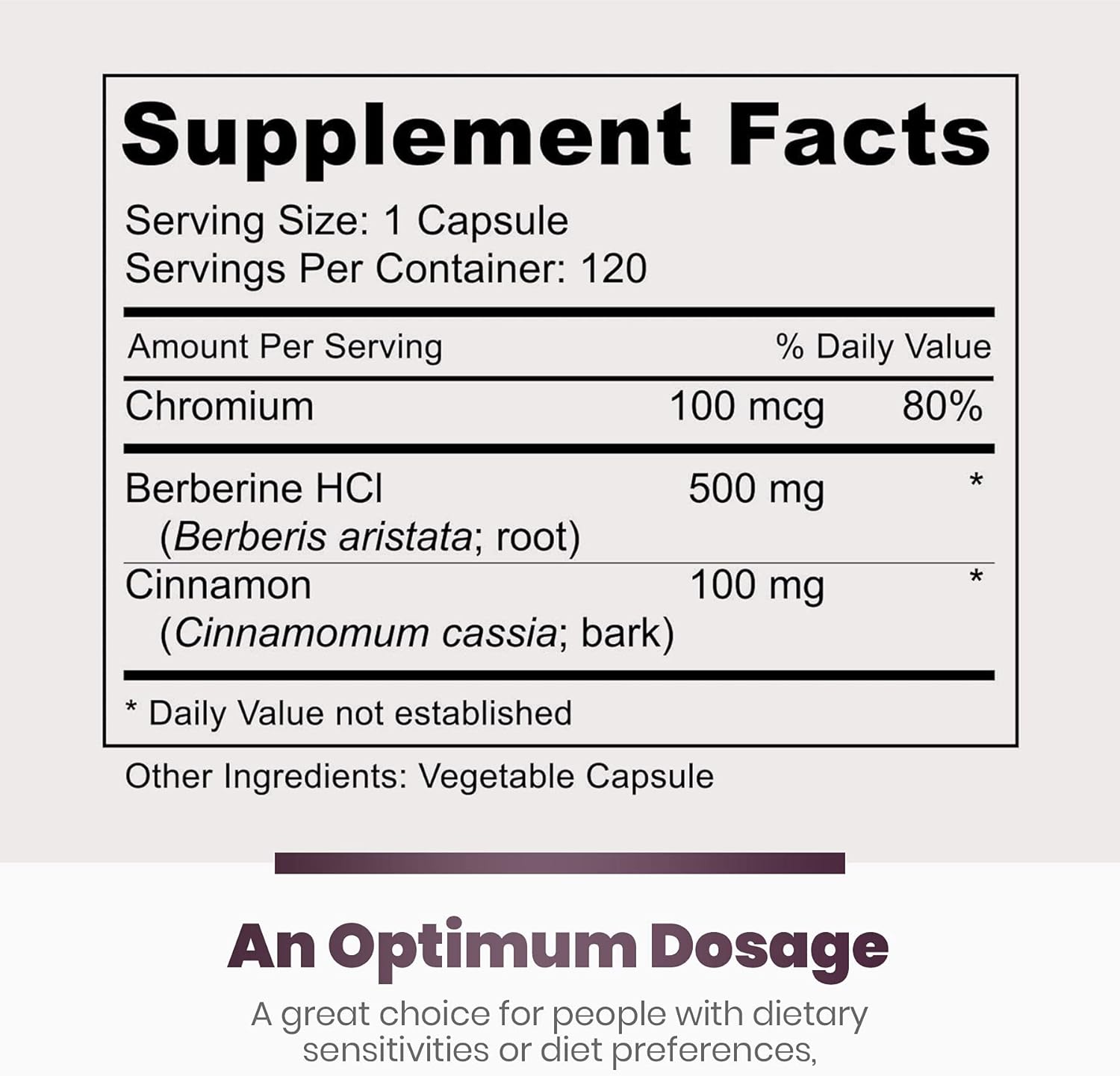 Premium Berberine HCl 500mg - 120 Capsules - Cardiovascular Gastrointestinal Immune Support - Chromium Cinnamon Supplement