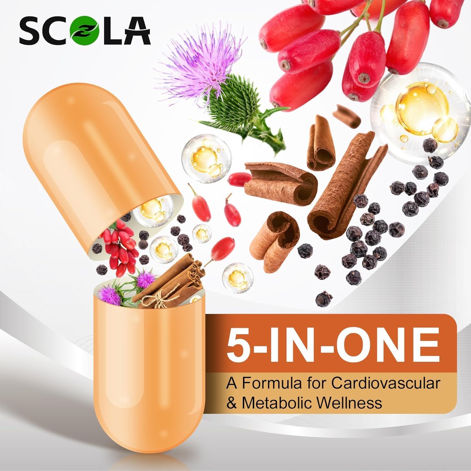 Premium Berberine HCL 500mg with Organic Ceylon Cinnamon - 120 Capsules - Supports Immune, Gut, and Heart Health - Vegan and Non-GMO Berberine HCI Supplement