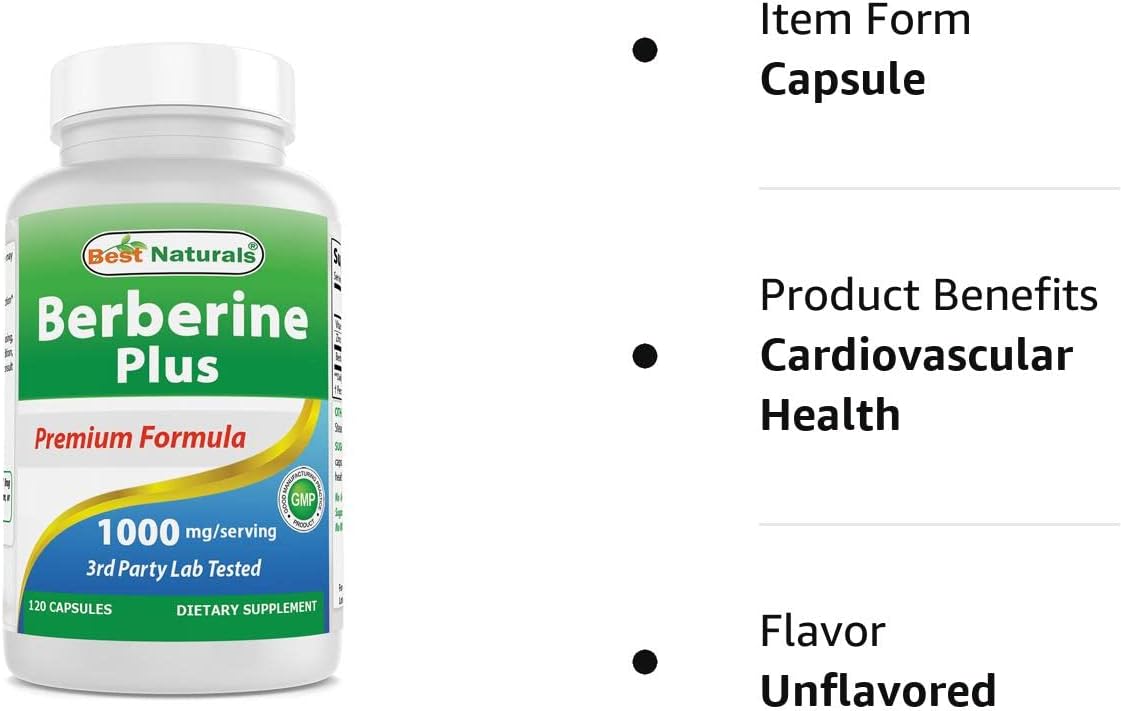 Premium Berberine Plus 1000mg Supplement with Quercetin and Bromelain for Optimal Health
