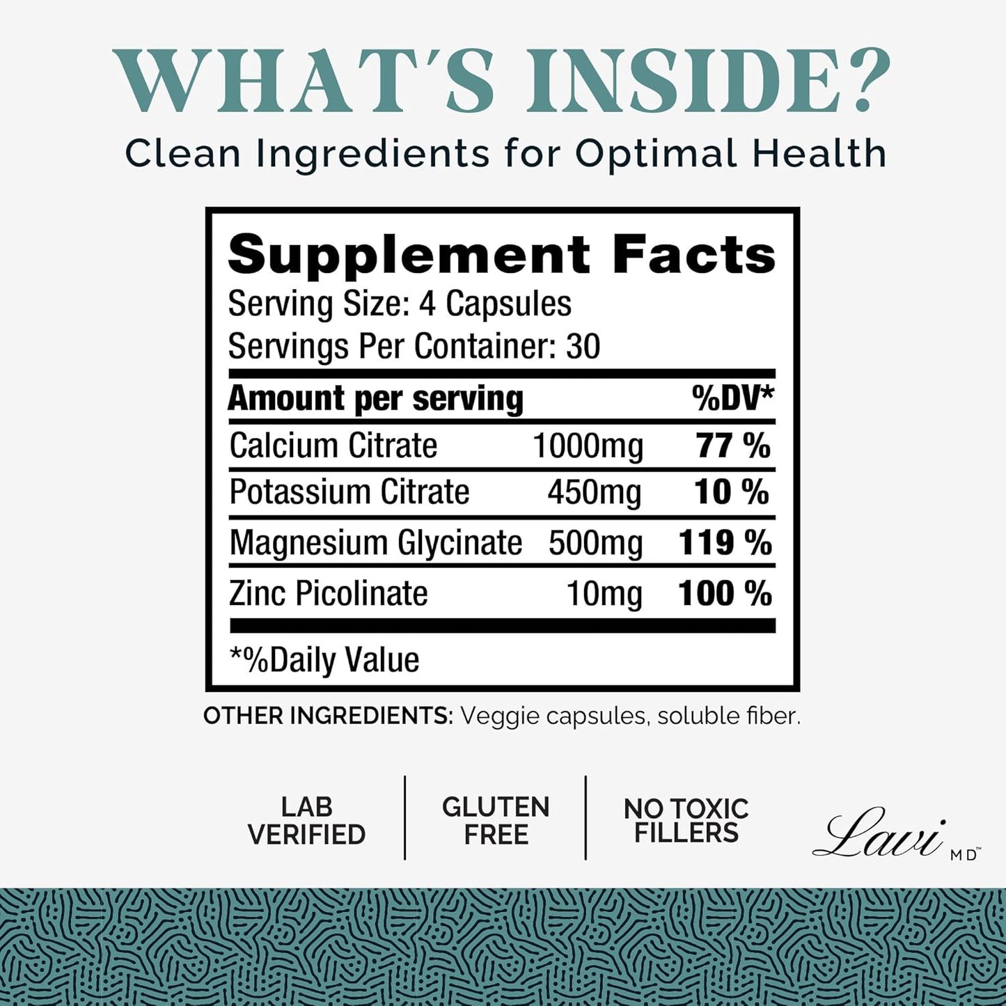 Premium Bone & Muscle Health Supplement with Potassium, Magnesium, Zinc & Calcium - 120 Capsules - Supports Optimal Calcium Absorption