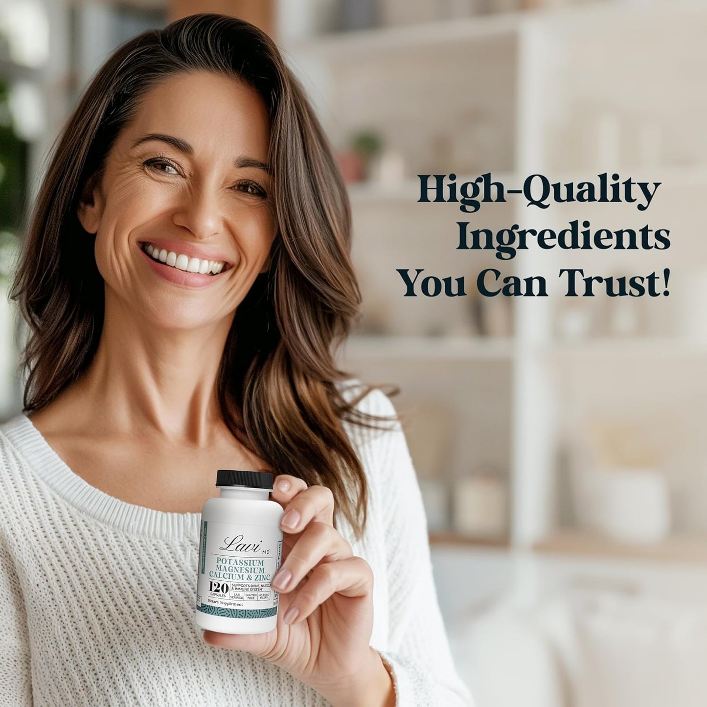 Premium Bone & Muscle Health Supplement with Potassium, Magnesium, Zinc & Calcium - 120 Capsules - Supports Optimal Calcium Absorption