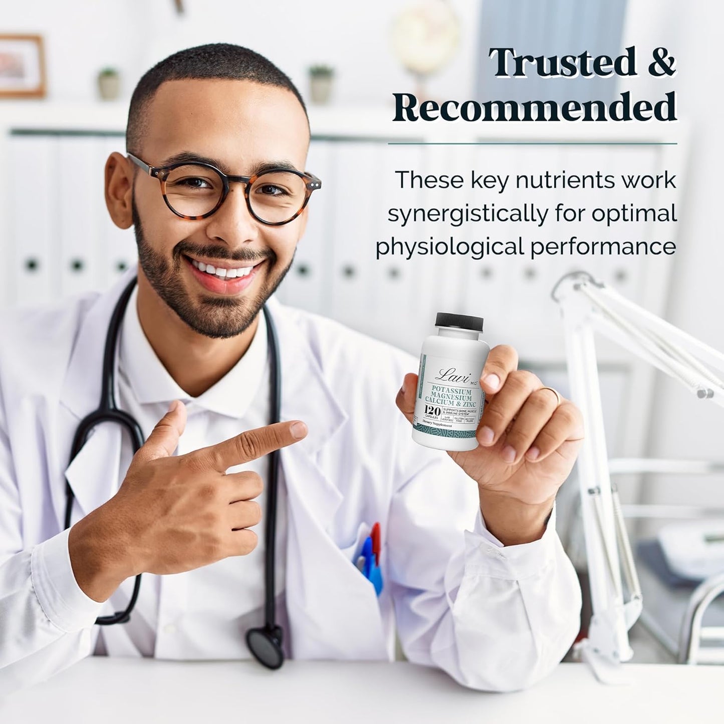 Premium Bone & Muscle Health Supplement with Potassium, Magnesium, Zinc & Calcium - 120 Capsules - Supports Optimal Calcium Absorption