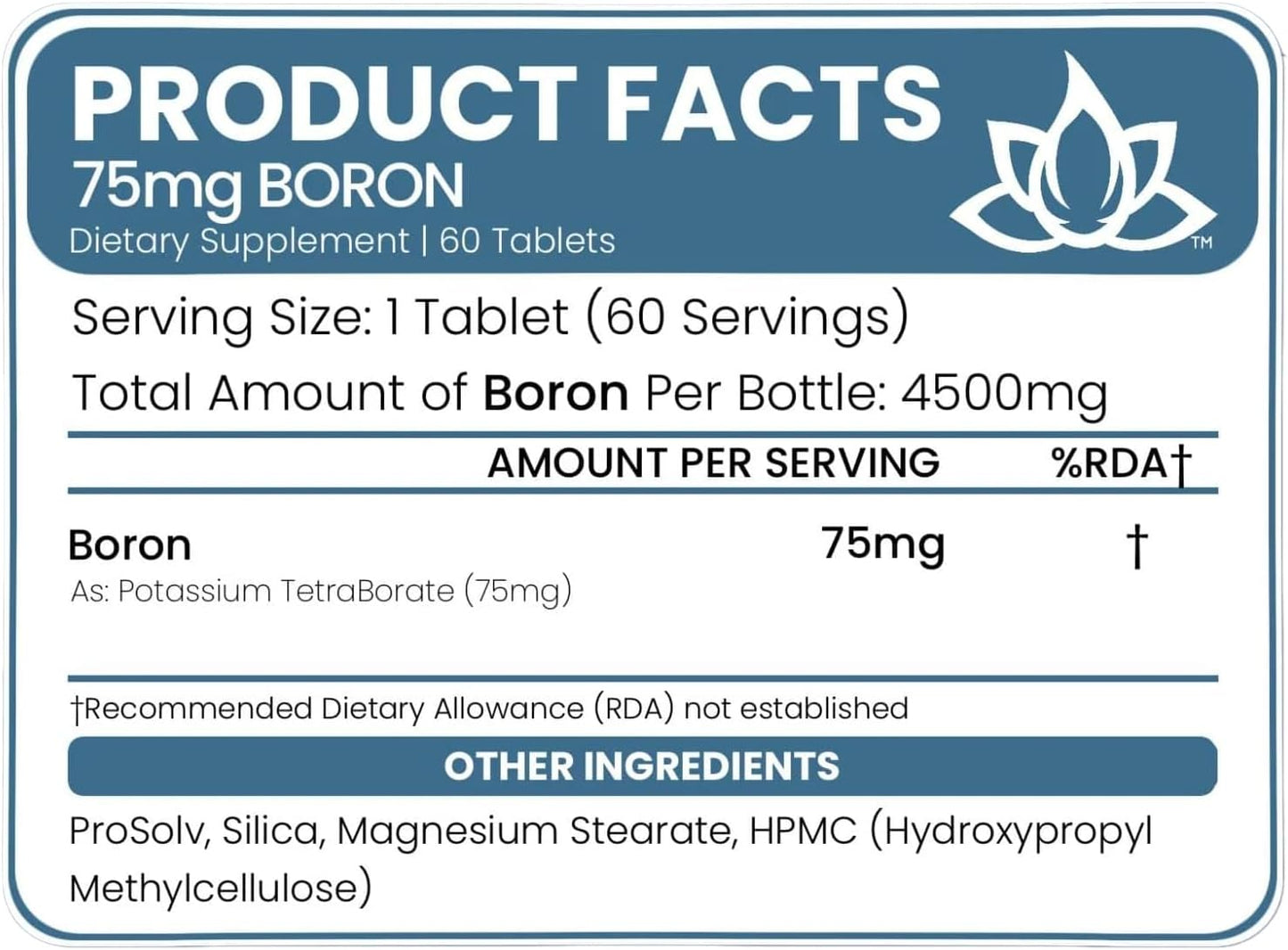 Premium Boron Mineral Supplement 75mg | 60 Tablets - Essential Trace Minerals for Health and Wellness by World Health Brands