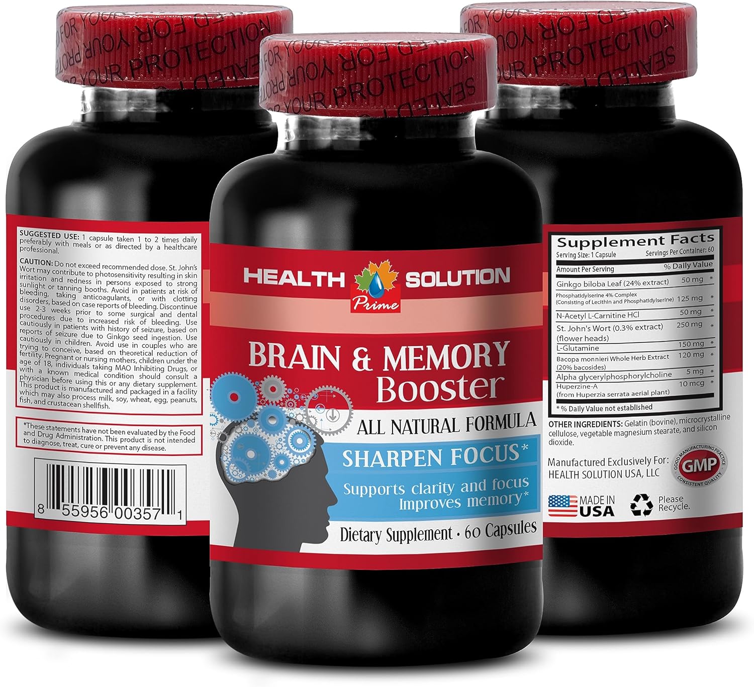 Premium Brain and Memory Booster Supplement - Enhance Processing Speed, Clarity, and Focus - Memory Support for a Youthful Mind - 120 Capsules