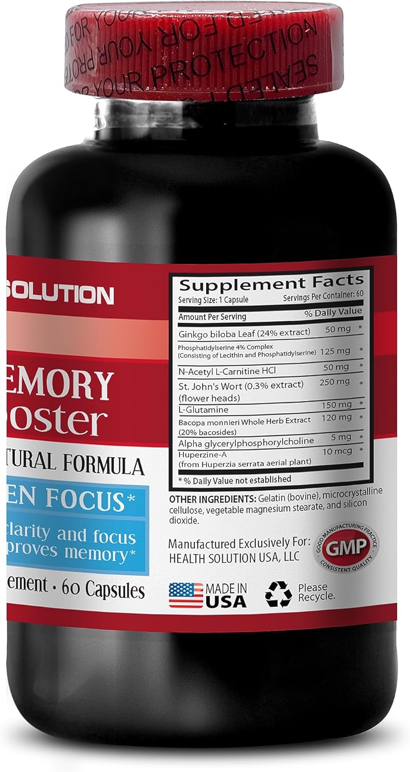 Premium Brain and Memory Booster Supplement - Enhance Processing Speed, Clarity, and Focus - Memory Support for a Youthful Mind - 120 Capsules