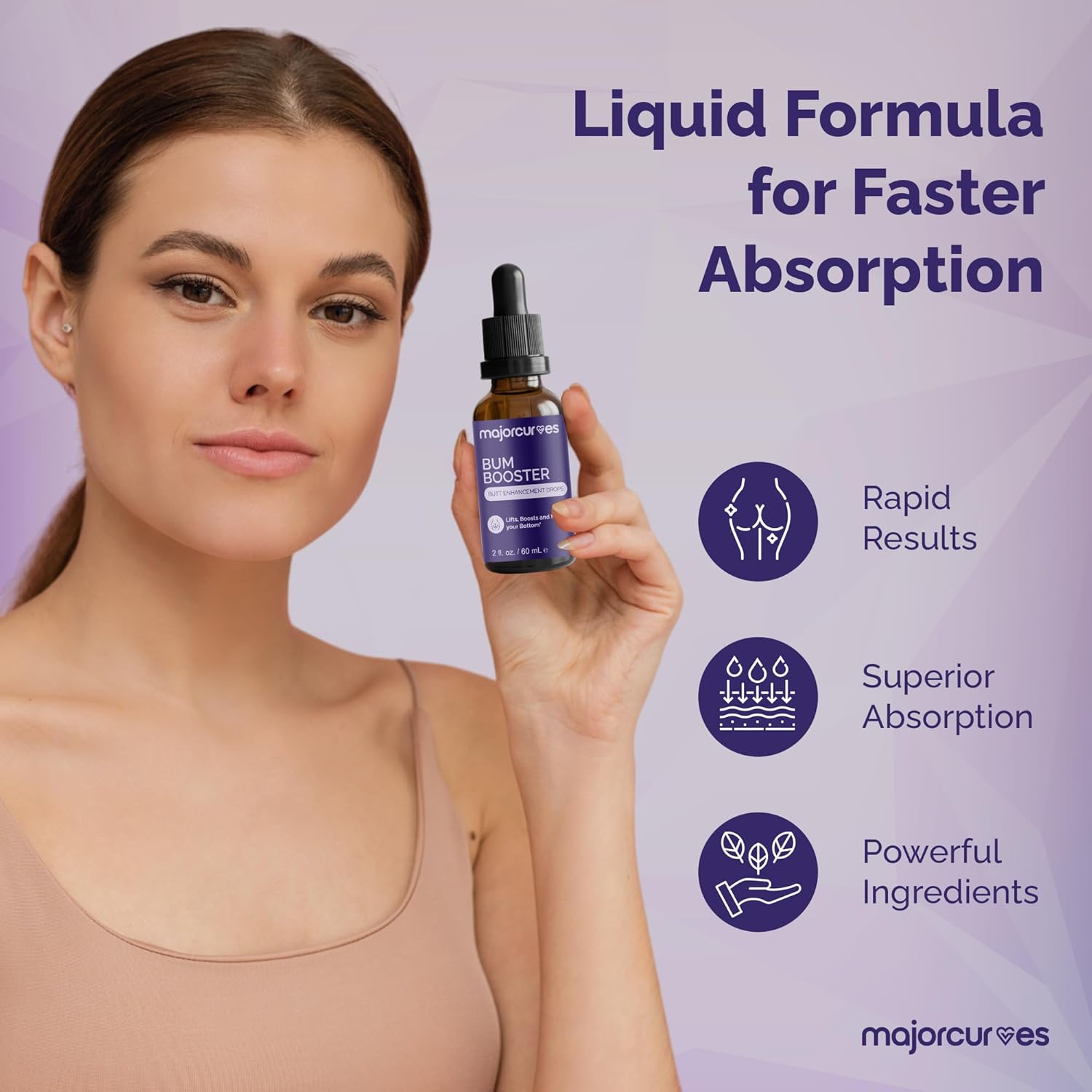 Premium Butt Enhancement Drops with Aguaje and Maca Extract - Fast-Acting Liquid for Fuller, Lifted, Toned Appearance - Bigger Butt Pills for Women