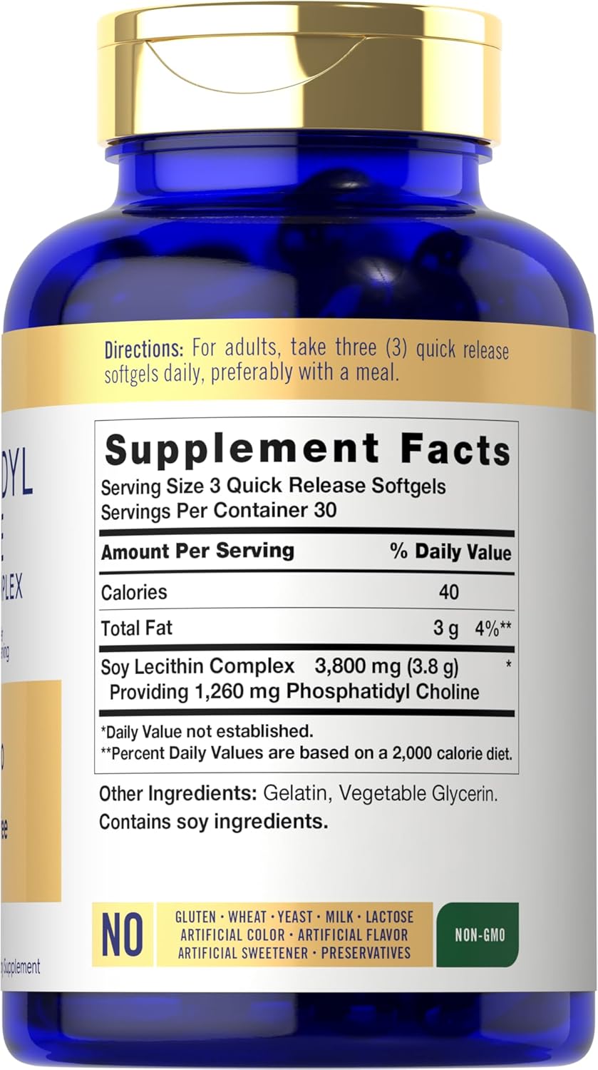 Premium Carlyle Phosphatidyl Choline Supplement 1,680mg - 90 Softgels - Non-GMO & Gluten Free