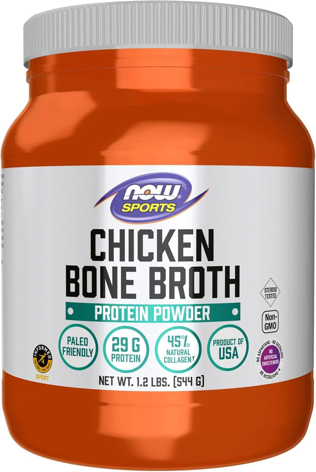 Premium Chicken Bone Broth Powder for Sports Nutrition, 1.2-Pound