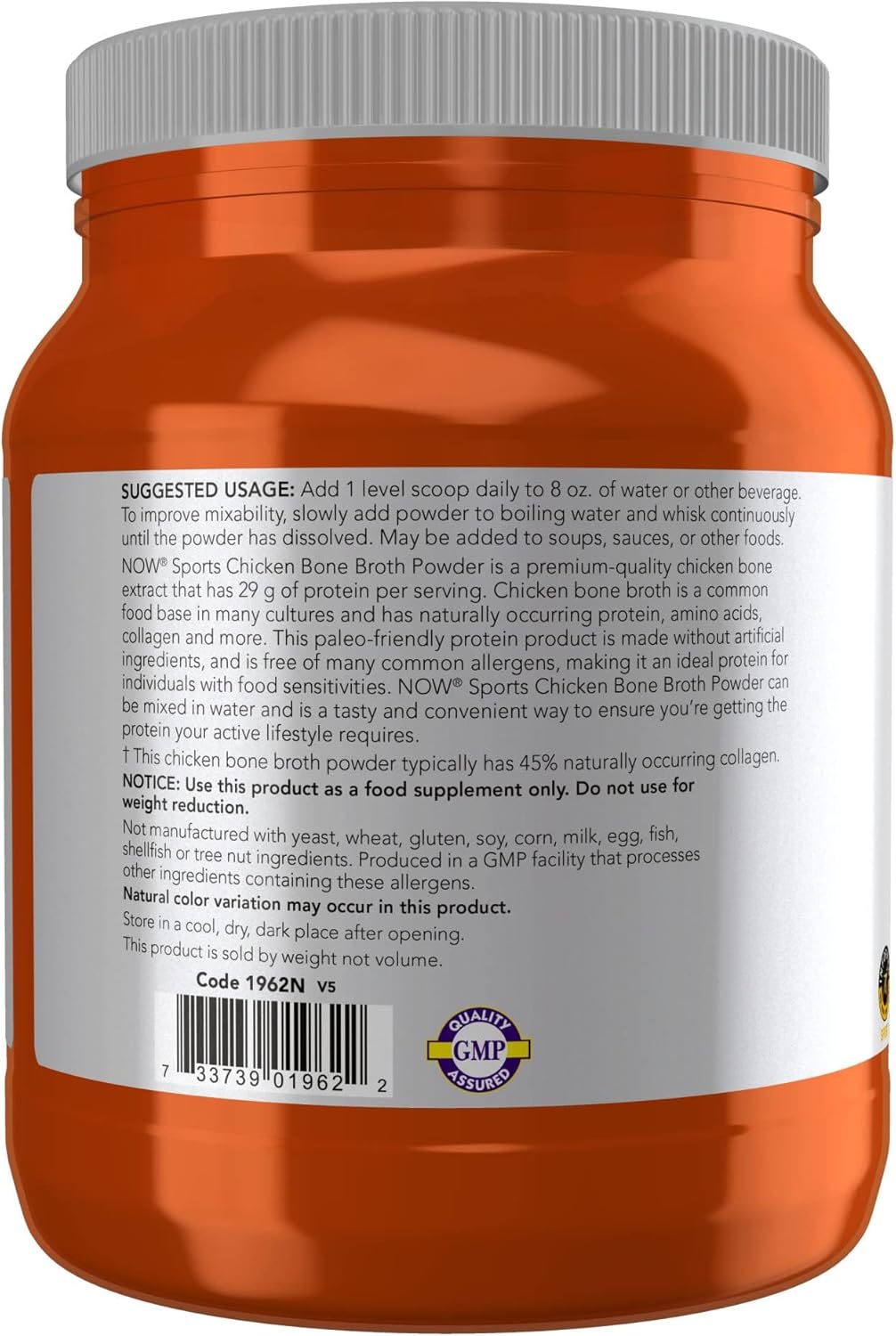 Premium Chicken Bone Broth Powder for Sports Nutrition, 1.2-Pound