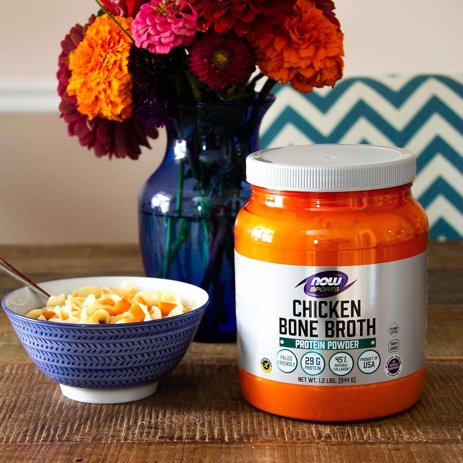 Premium Chicken Bone Broth Powder for Sports Nutrition, 1.2-Pound