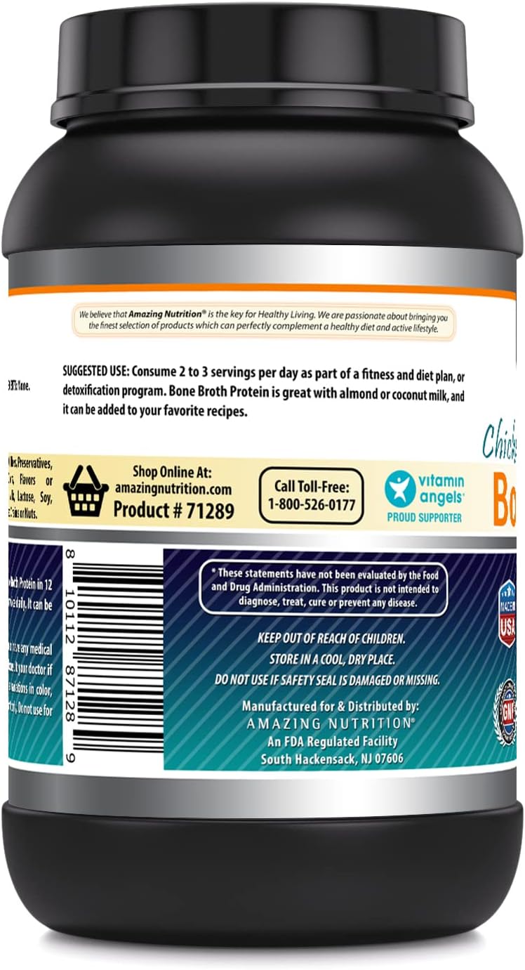 Premium Chicken Bone Broth Protein Powder Supplement | Unflavored | Non-GMO | Gluten Free | Made in USA | 2 Lb