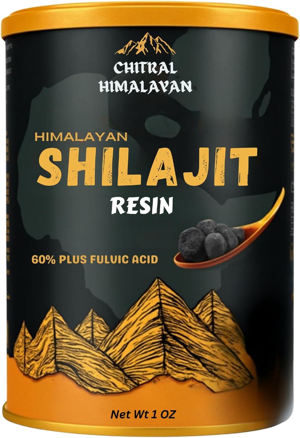 Premium Chitral Himalayan Shilajit Resin - Authentic Gold-Graded Organic Supplement for Men & Women - 1 oz