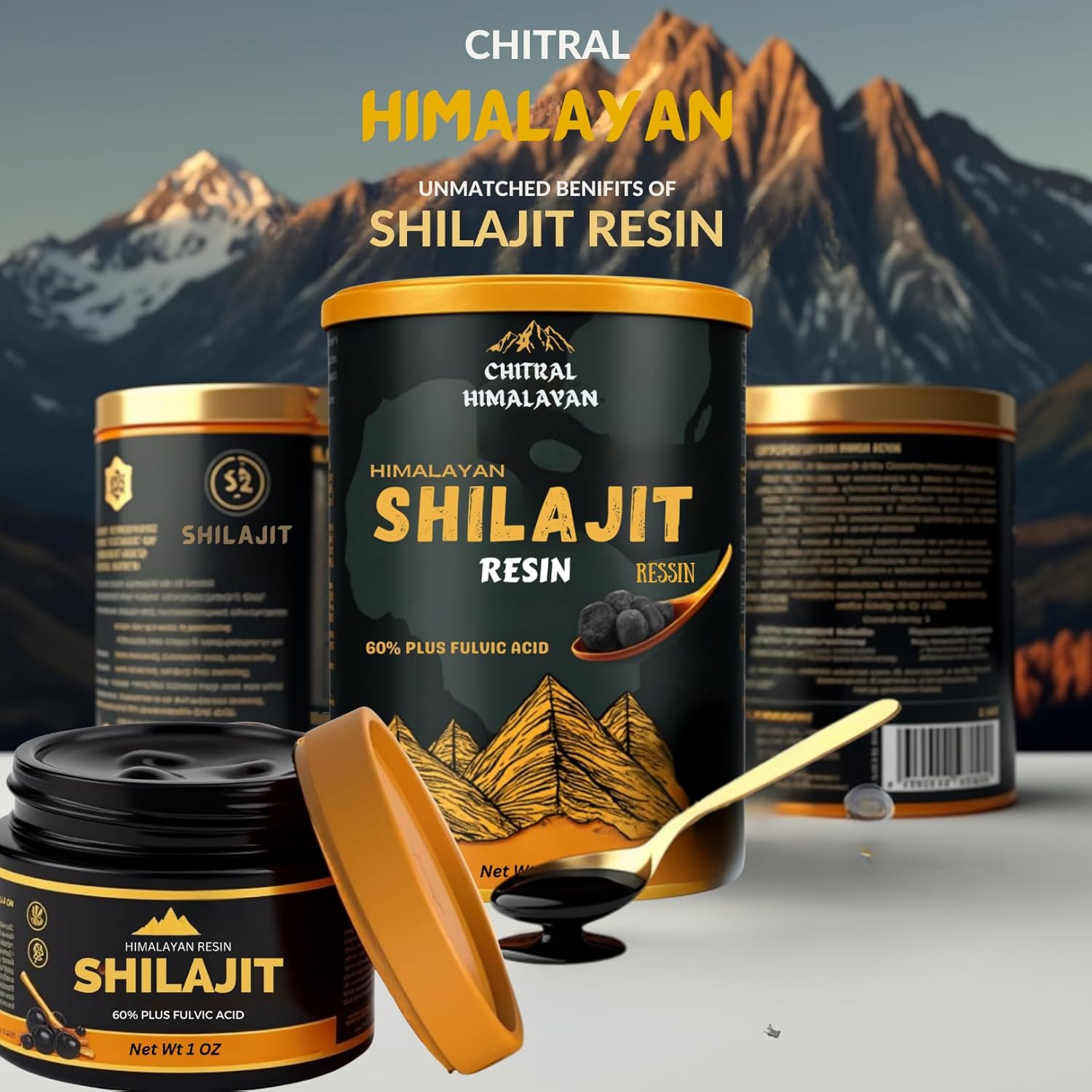 Premium Chitral Himalayan Shilajit Resin - Authentic Gold-Graded Organic Supplement for Men & Women - 1 oz
